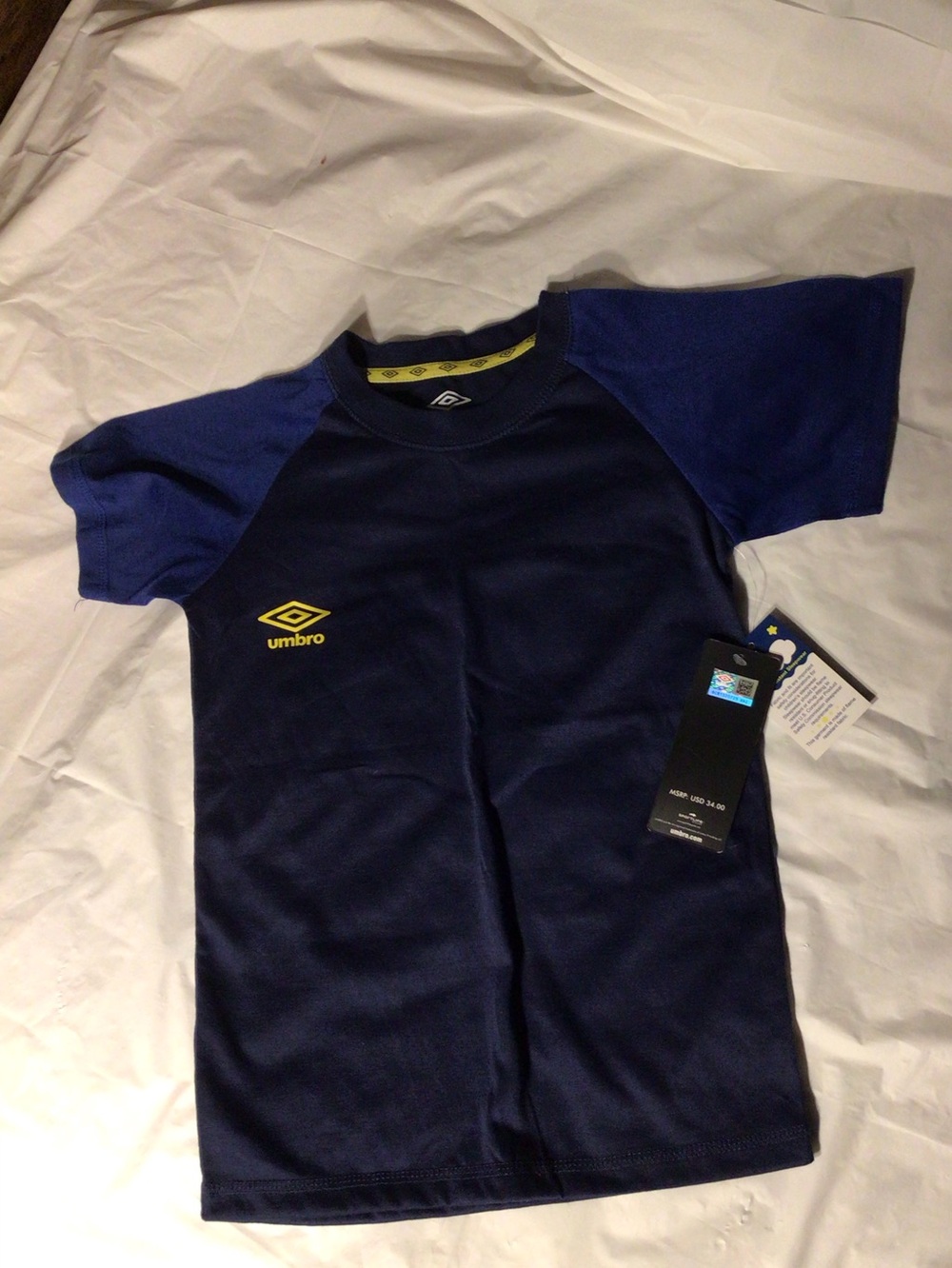 NWT Kids Umbro Navy & Royal Blue Flame Resistant Sleepwear Tee